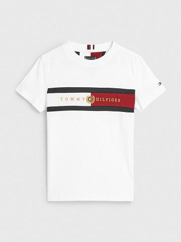 Lány Tommy Hilfiger Crested Póló Fehér | HU 1927SGL